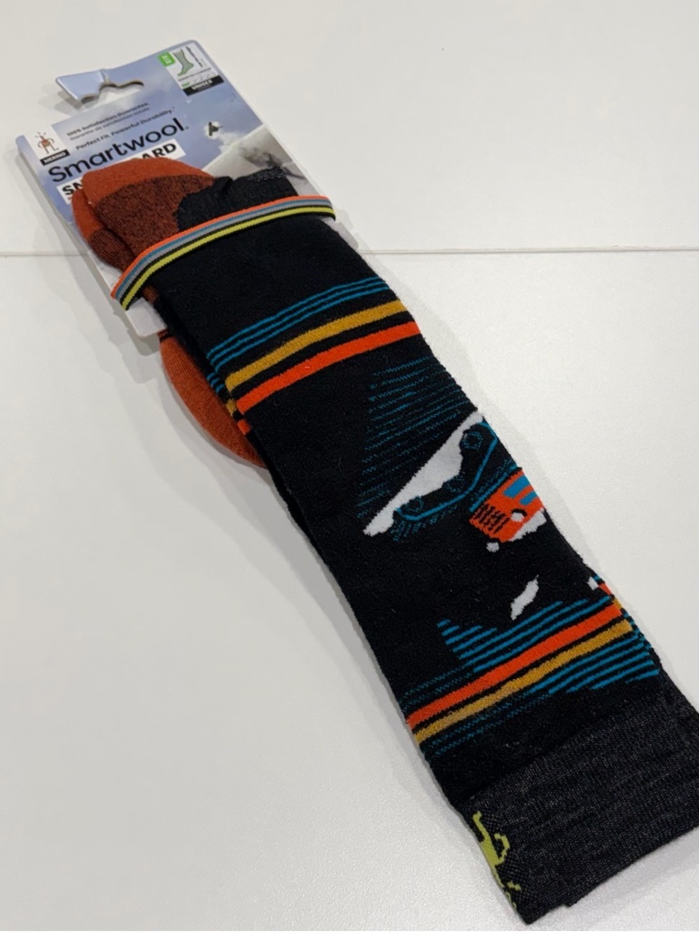 Smartwool Men's Medium Snowboard Piste Machine Over The Calf Socks Black Yellow